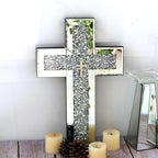 GIMORRTO Cross Wall and Table Decor, Glass Mirrored Surface, Modern Style, Religious Theme, Silver, 15 x 5 Inches, Indoor (15") - Image 6