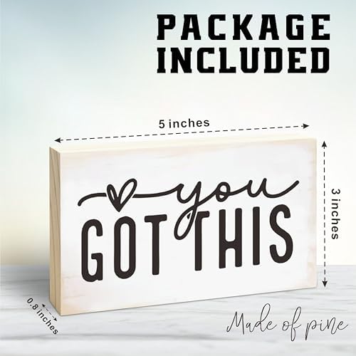 Rustic Wooden Block Sign - You Got This - 5"X3" Pine Wood Plaque, Home & Garden Decor, Christmas Housewarming Gift For Friends, Desk & Tabletop, Shelf Accessories - A18 - Image 2