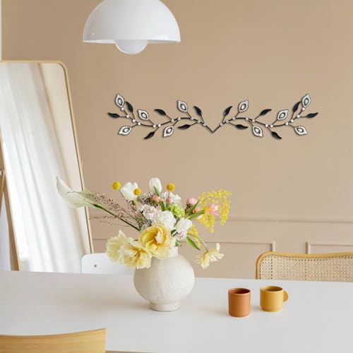 sxnzequnze 2 Set Metal Tree Leaf Wall Art for Home Decor Living Room Bedroom Dining Room Bling Rhinestone, 3D, Iron Branch Hanging Leaf Sculpture Art Pieces -Black 16.5in*6.7in - Image 5