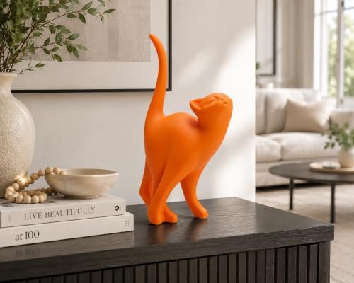 7 Inch Orange Proud Cat Statue - Image 2