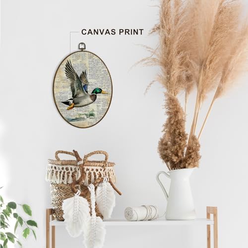 dvhdajed Vintage Mallard Duck Posters Oval Wall Art Decor, Mallard Duck Hunting Framed Canvas Art, Retro Antique Country Farm Animal Oval Wall Hanging Decor for Living Room Nursery Room,8.7x11.3 - Image 3