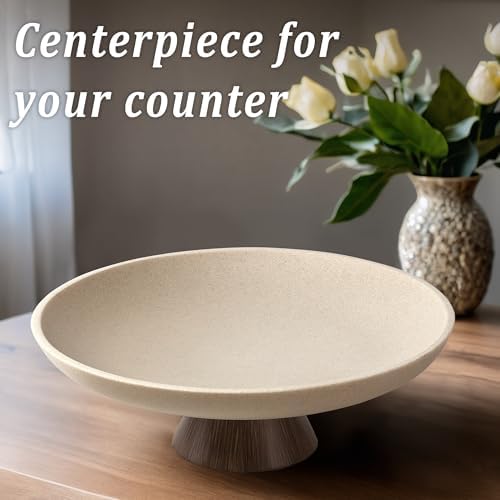 LIN CHUAN Large Decorative Bowl, Resin Pedestal Fruit Bowl, Brown - Image 4