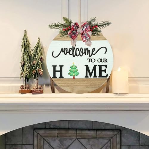Interchangeable Welcome Sign for Front Door with 4 Seasonal Wreaths and 14 Changeable Icons, Farmhouse Front Porch Décor, Front Door Decoration, Seasonal Rustic Wooden Wall Sign home décor (7wood) - Image 5