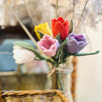 Glaciart One Felt Tulip Flowers Artificial Bouquet - 5 pcs|Reusable, Washable and Essential Oil Ready Multi Color Artificial Flowers w/Bendable Wire Stem |Great as Gift and Home or Event Decorations - Image 4