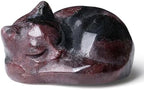 QINJIEJIE Red Cat Crystal Statue Healing Crystal Cat Gifts Gemstones Decor by QINJIEJIE