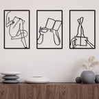 CHENGU 3 Pieces Metal Minimalist Abstract Woman Wall Art Line Drawing Wall Art Decor Single Line Female Home Hanging for Kitchen Bathroom Living Room - Image 7