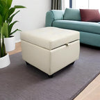 H&B Luxuries Tufted Leather Square Flip Top Storage Ottoman Cube Foot Rest - Image 5