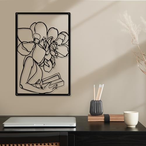 CHENGU 3 Pieces Metal Minimalist Abstract Woman Wall Art Line Drawing Wall Art Decor Single Line Female Home Hanging for Kitchen Bathroom Living Room - Image 3