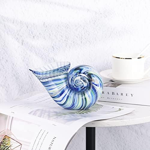 Hand Blown Glass Shell Decoration, Art Glass Conch Sculpture, Colorful Shell Statue for Room Office Coffee Table Living Room TV Stand Cum Home Decoration. - Image 4