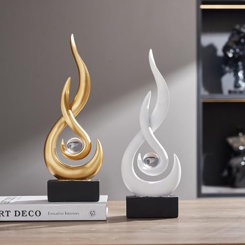 Modern Abstract Art Table Decoration,Resin Flame Statue Modern Centerpiece Ornaments for Living Room Great Gift Idea Home Decor,Collectibles (White) - Image 7