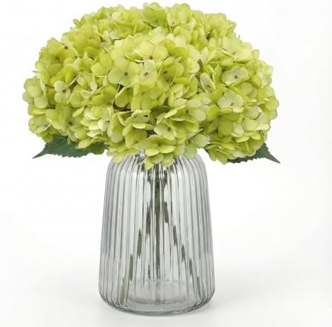 6Pcs 13" Light Green Silk Hydrangea Artificial Flowers by Blooming+Paradise