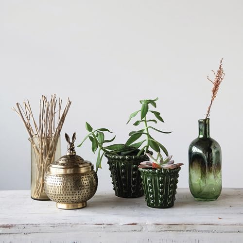 Creative Co-Op Round Hammered Metal Container with Rabbit Finial, Brass Finish 5.75" round x 8" H (Pack of 6) - Image 5