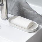 Speckled White Round Soap Dispenser Tray - 8'' Ceramic Vanity Tray for Bathroom Decorative, Jewelry Ring Dish, Comestic Holder, Kitchen Sink Countertop Organizer Plate - Image 5