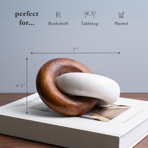 Cork & Mill Marble and Wood Decorative Knot for Shelf or Table Decor - Image 2