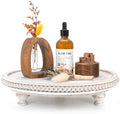 EOSAHR Wood Display Riser with Beads, Decorative Tray for Kitchen,Whitewash by EOSAHR