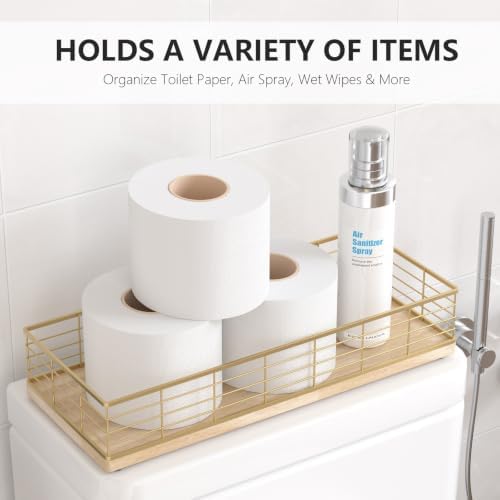 Toilet Paper Storage Basket, 16" Large Oak Wood Toilet Paper Basket - Image 2