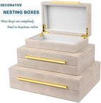 Ivory Shagreen Box Set Of 3 Faux Leather Decorative Boxes, Large Modern Nesting Storage Decorative Boxes with Lids for Home Decor Stacking jewelry Box Organizer - Image 4
