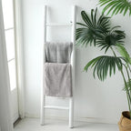 FUIN Blanket Ladder, 57in Rustic Solid Wood Decorative Ladder, White - Image 6