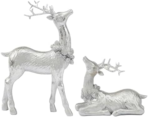 DN DECONATION Christmas Reindeer Figurines, Winter Deer Small Statues Decor by DNDECONATION