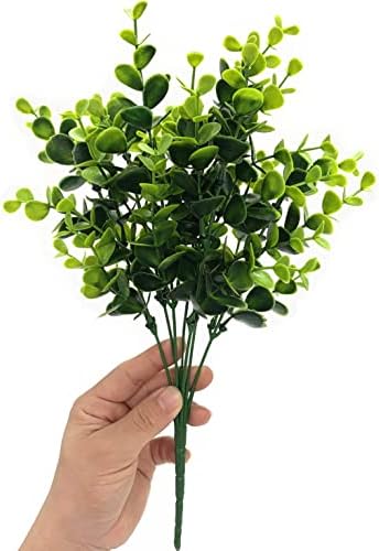 Artificial Eucalyptus Plant Decoration, Fake Leaves Eucalyptu Shrubs Branches Faux Greenery Leaf Bud Stems Grass for Indoor Outdoor Wedding Bouquets Table Centerpieces Vases Flower Floral Décor 2 Pack - Image 4