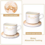 6 Pcs Gold Marble Abstract Ceramic Coasters with Holder for Coffee Table - Image 2