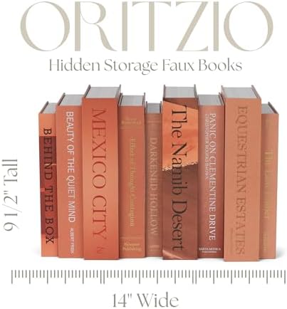 Orange Faux Books Set of 9 - Secret Compartment Fake Books Ideal for Coffee Table, Home Staging, Interior Design & Fashion Books, Old Money Aesthetic, Library Decor - Image 4