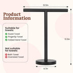 Hand Towel Holder Stand, Freestanding Bathroom Towel Rack, Black - Image 2