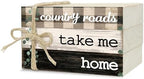 Decorative Books for Home Decor, Rustic Wood Book Stack for Table Decor, Country Roads Take Me Home Decoration Books for Living Room Bookshelf, Farmhouse Stacked Books Decoration (L63) by Ycyfckdr