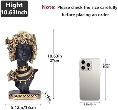 African American Woman Bust Statue, Vintage African Figurines and Sculptures, Elegant Art Decor for Home and Office, Ornamental Accent for Living Room, Bookshelf – Perfect Housewarming Gift - Image 2