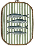 dvhdajed Vintage Sardine Fish Wall Art Decor, Coastal Fishes Framed Canvas Art, Retro Nautical Sardines Green Striped Octagon Wall Hanging Decor for Farmhouse Kitchen Dining Room, 10.2x7 Inch by dvhdajed