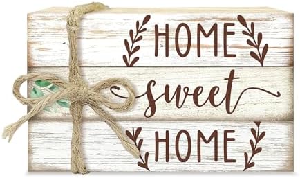 Decorative Books For House Decor, Faux Wood Book Stack Decor, Home Sweet Home Funny Stack Book Decors, Stacked Display Books For House Nightstand Decoration Housewarming Gift, Three Pieces -C(04) by Unknown