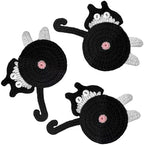 3 Pack Drink Coaster, Woven Creative Coasters for Cat Lovers, Gag Gifts Cat Coffee Coaster for Desk Accessories Home Decor Tabletop Protection, Black by Unknown
