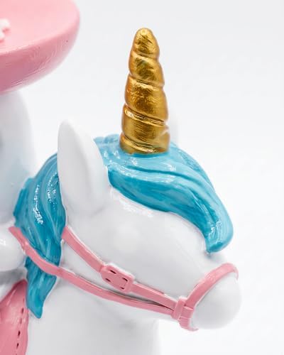 Halloween Ghost Unicorn Figurine, Resin Ghost Riding Unicorn Statue with Pink Hat, Cute Spooky Tabletop Decor for Shelf, Mantel, Tiered Tray, Desk, Home Decorations Pastel Gift (Pink Ghost Rider) - Image 5