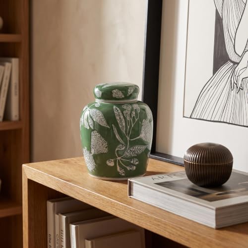 Creative Co-Op Decorative Ceramic Ginger Jar with Lid, Green - Image 7
