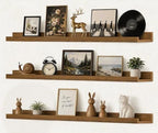 36inch Long Floating Shelves for Wall Decor, 3-Set Shelves with Lip, Brown by RicherHouse