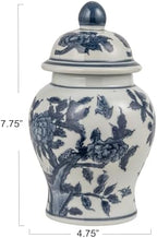 Creative Co-Op Decorative Ceramic Ginger Jar with Domed Lid, Blue & White - Image 2