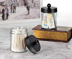Amolliar Glass Apothecary Jar Qtip Holder Metal Lids 4pc/Black - Image 5