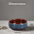 5.9“ Blue Ceramic Decorative Bowl – Pottery Key Bowl for Entryway Table, Candy Dish, Jewelry Trinket Dish, Fruit Bowl for Kitchen Counter, Rustic Blue Glazed Bowl for Home Decor - Image 2