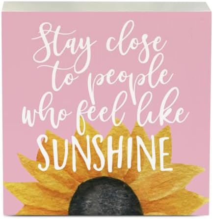 Sunflowers Pink Room Decor Sunflower Gifts for Women Spring Decor Pink Accessories Sunflower Wooden Box Sign for Home Office Desk Tabletop Shelf - Image 7