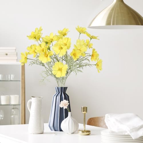 IPOPU Fake Yellow Flowers Artificial Daisies 5PCS Silk Cosmos Fake Daisies Wild Flowers 24.5”Artificial Wildflowers Table Decor for Baby Shower Centerpieces Wedding Bouquet (Yellow) - Image 2