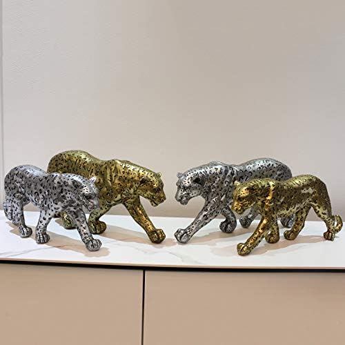 Silver Cheetah 7.1" H Statue, Cheetah Figurine Home Décor Realistic Antique Classical Leopard Statues Living Room Decor Ornament Figurine - Image 6