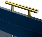 Kate and Laurel Lipton Hexagon Decorative Tray with Polished Metal Handles, Navy Blue and Gold - Image 4