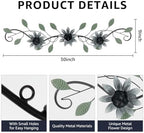 KHJCXS Metal Wall Art Modern Minimalist Metal Flowers Indoor Decor Horizontal Wall Art Iron Artwork,for Over Door,Bedroom,Living Room,Kitchen,Officel Scroll Decor(Black) - Image 2