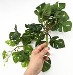 Artificial Monstera Plants, Fake Tropical Palm Small Potted Faux Hanging Greenery Mini Plants for Indoor Outdoor Home Office Garden Houseplants Pot Decor Wedding Party DIY Decoration - Green 2 Pack - Image 3