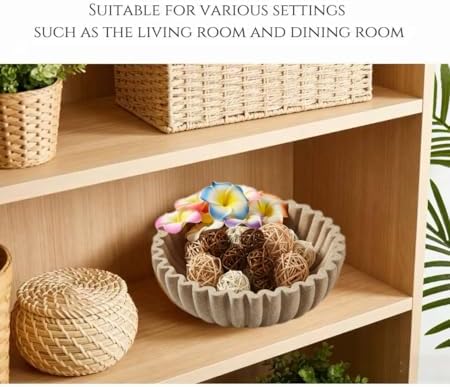Ruffle Decor Large Decorative Bowl,fruit bowl kitchen stone bowl,bowl decor,Trendy home decor large Stylish Key Bowl for Entry Table - Image 3