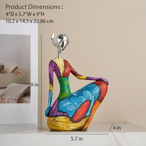 Octdays Art Female Sculpture Figurine, Colorful Yoga Statue for Home Decor - Image 4