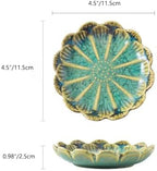 Lotus Ring Holder Dish Small Indoor Ash Tray, Ceramic Dessert Plate Trinket Jewelry Holder Organizing Necklace Earrings for Parents Friends Sister, Deep Green. All Jewelries Are NOT Included. - Image 6