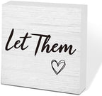 Let Them Wooden Sign, Office Decorations for Work, Let Them Mental Health Rustic Wood Box Signs 5x5 Inch, Desk Shelf Tabletop Decor for Home Cubicle Decor, Office Gifts for Coworkers Women by scodilo