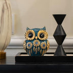 Decorative Owl Figurine, Vintage Blue and Gold Owl Statue Home Decor - Evil Eye Accent for Bookshelf, Bedroom, Living Room, Office & Table. Cute Small Animal Sculpture Gift for Birds Lovers.(Blue) - Image 7