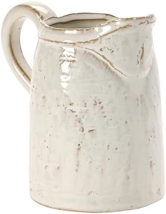 Creative Co-Op 28 oz. Stoneware Pitcher, Reactive Glaze, White (Each One Will Vary) - Image 6